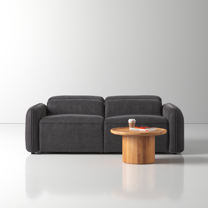 Pompeo 86'' Upholstered Reclining Sofa, Elite Charcoal Gray Boucle