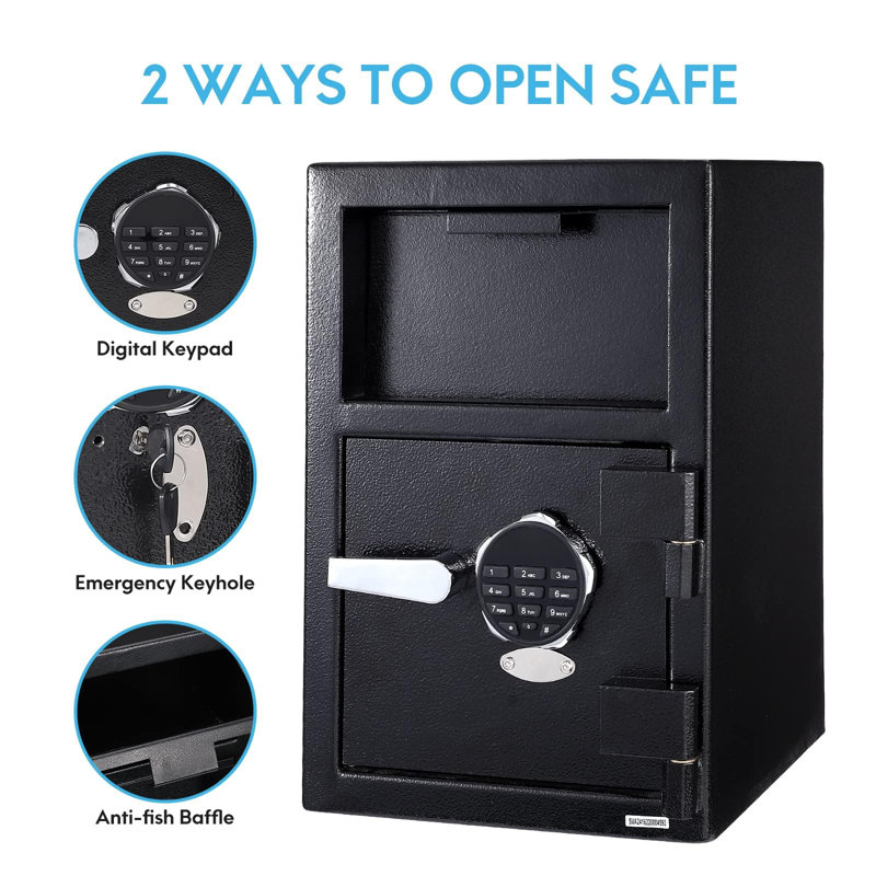 Black Steel Digital Depository Safe with Electronic Keypad