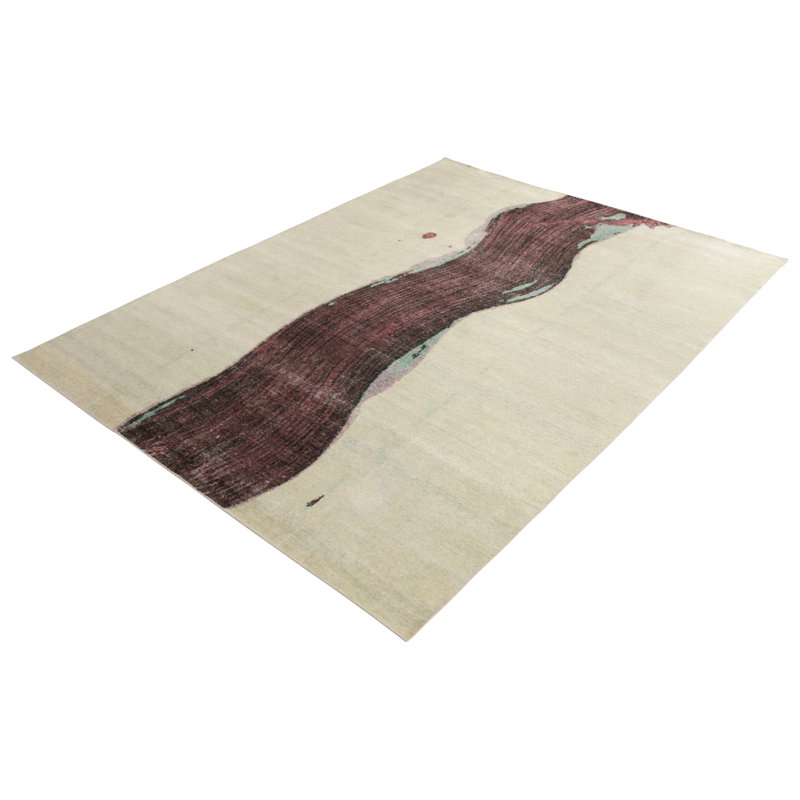 Distressed Homage Hand Knotted Wool Striped Area Rug, Rectangle 12' x 16'