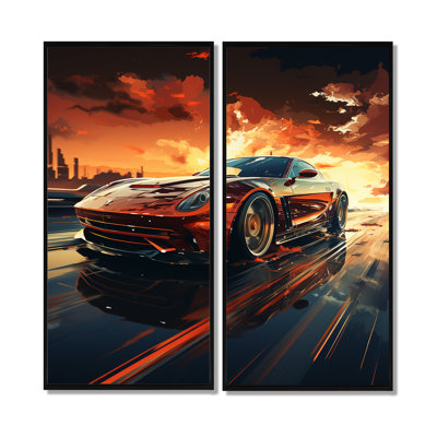 Art de voiture rouge Vette - décoration murale moderne