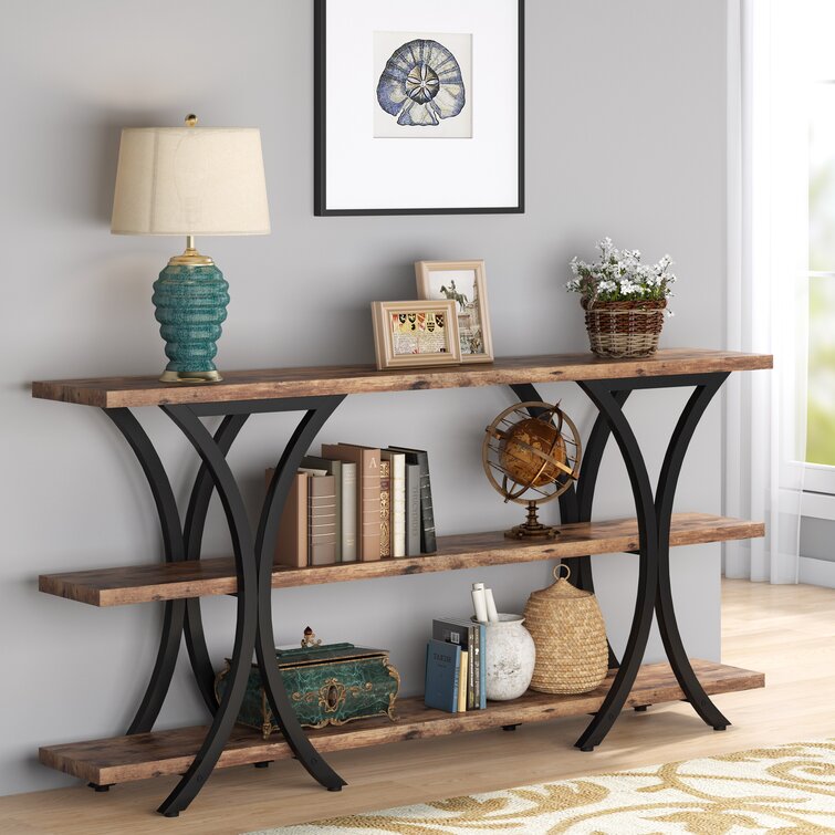 71" Long Console Table for Entryway Hallway, Wood Narrow Sofa Table  Behind Couch