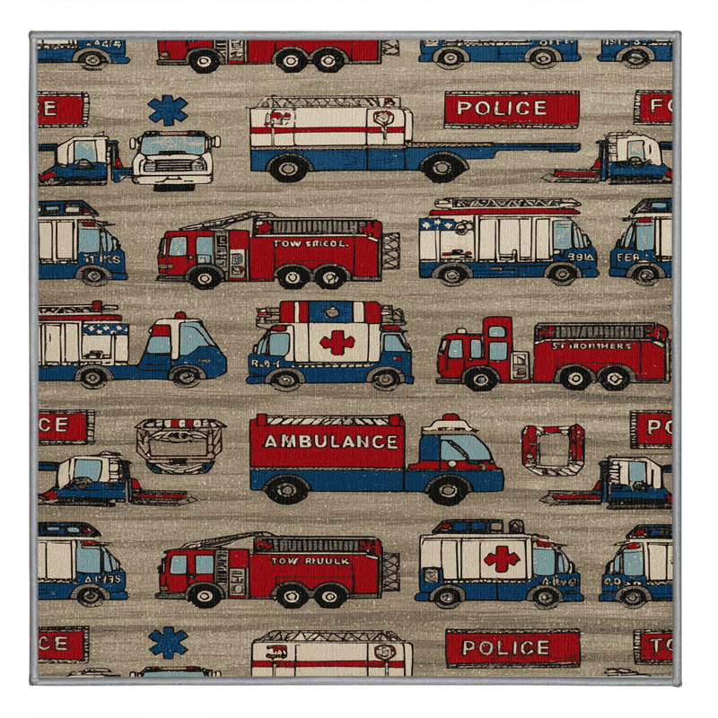 Tapis de transport gris lavable à la machine, Carré 7 pi