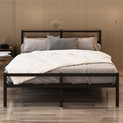 Metal Platform Queen Bed Frame With Headboard, Noise-Eliminating Construction, Save Space, No Box Spring Required Attractive Build, Silent Nighttime Rest,