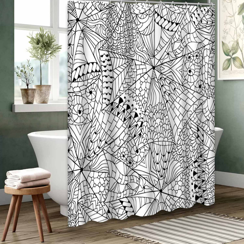 Rideau de douche noir imperméable, rideaux de douche pour la salle de bain avec 12 crochets, 72" L x 72" W