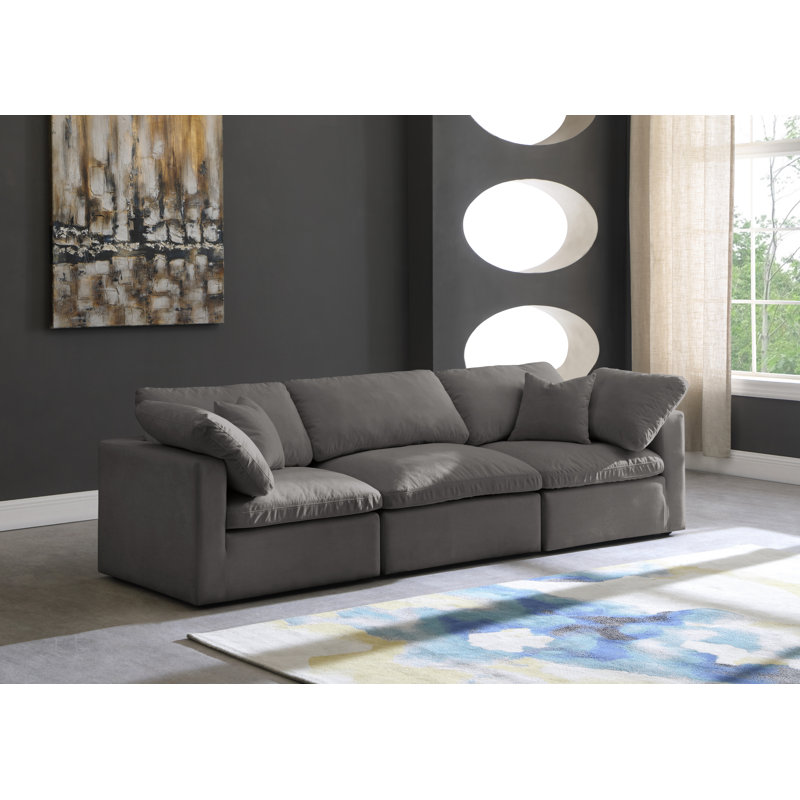 Atis 105'' Velvet Sofa, Grey Velvet