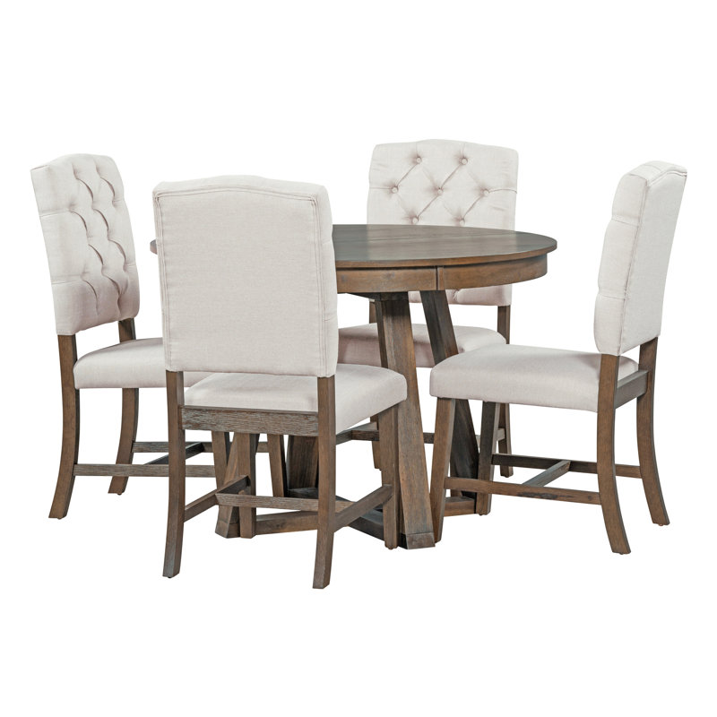Abbra Round 58'' L Dining Set, Walnut