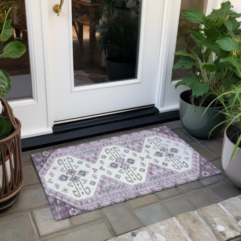 Tapis lavable à la machine intérieur / extérieur ACN2565, Mauve, 1 pi 8 po x 2 pi 6 po