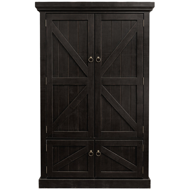 Kellogg 42 " W Solid Wood Armoire, Antique Black
