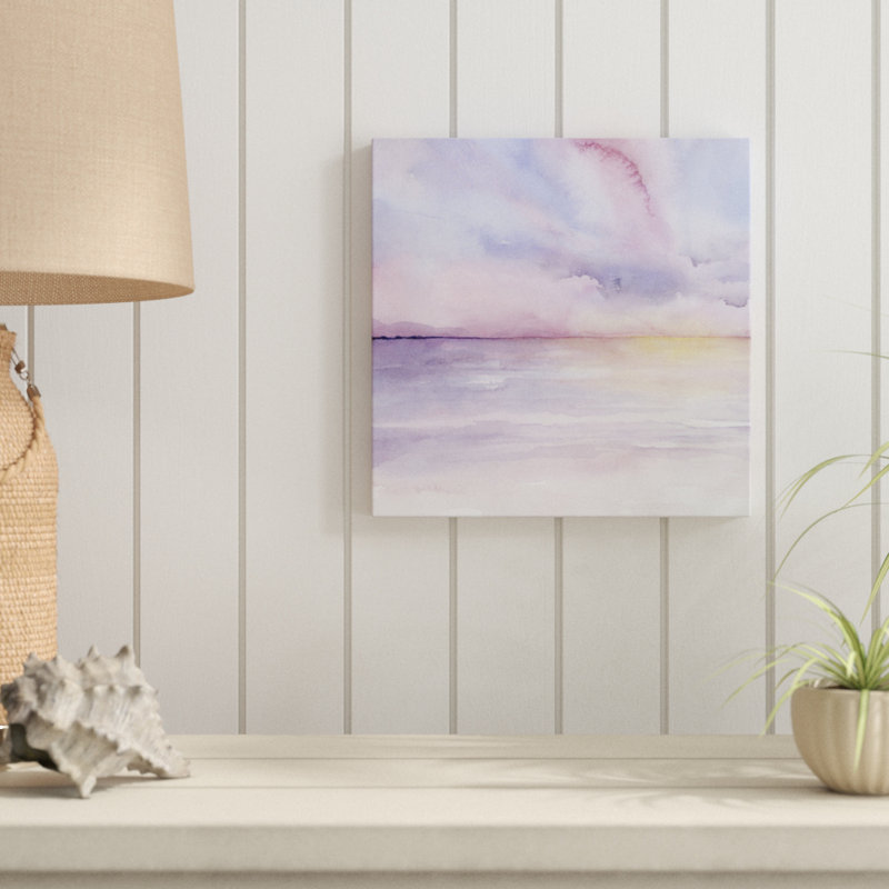 «Pale Sunset I», peinture sur toile, H 12 po x l 12 po