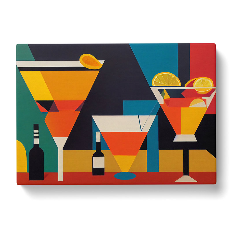 Retro Cocktail Art - Wrapped Canvas Print, 50cm H x 76cm W x 3cm D