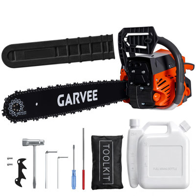 Scie à chaîne polyvalente alimentée au gaz 52cc - moteur 2 temps, barres de 16 et 18 pouces, démarrage rapide, graissage automatique, poignée anti-vibration, frein de chaîne - 5200 orange