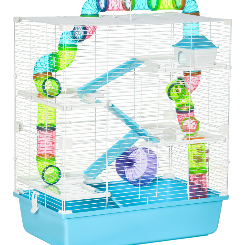 5 Hamster Habitat With Tubes, Tunnels & Hut - Extra Large, Blue Portable Cage 23" Tunnels,