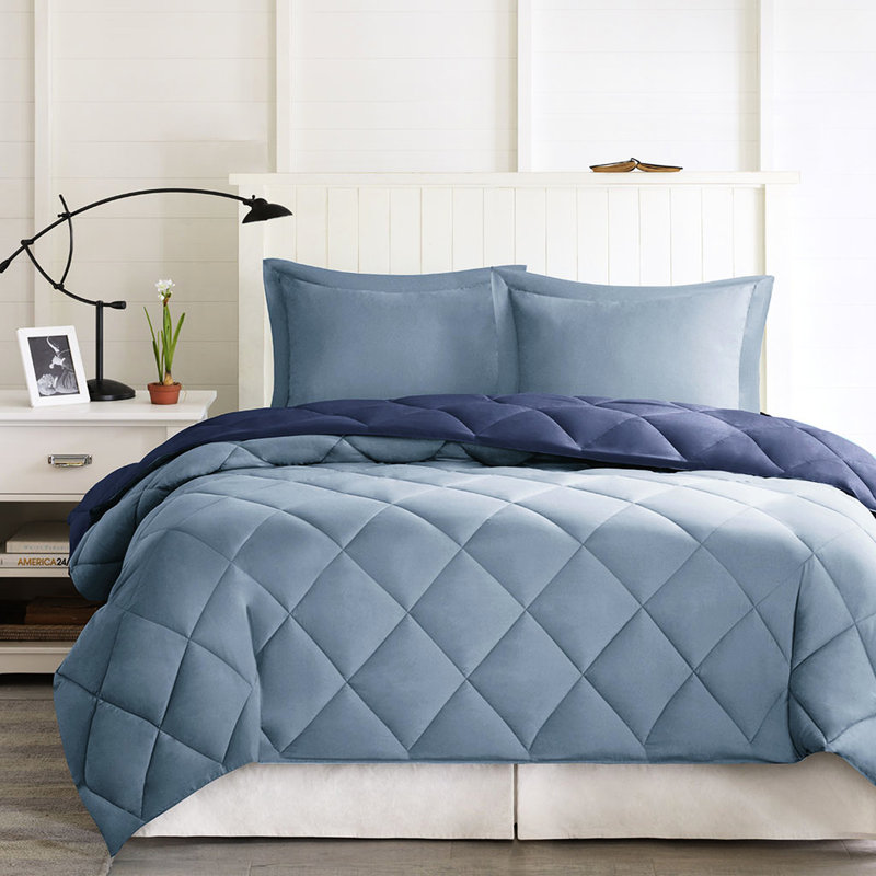 Navy+ Blue Twin/twin Xl Comforter With 3m And Satin Shams Soft Breathable Fabric, Twin/Twin XL Comforter + 1 Sham