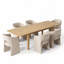 Ensemble de table de salle à manger extensible en placage de bois 72"–104" avec 6 fauteuils en chenille-697601971
