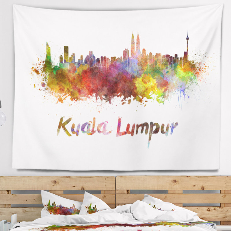 Kuala lumpur skyline tapisserie Cityscape, H 78 po x l 92 po