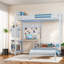 Lits jumeaux superposés séparables avec rangement, cadre en métal, blanc moderne pour la maison