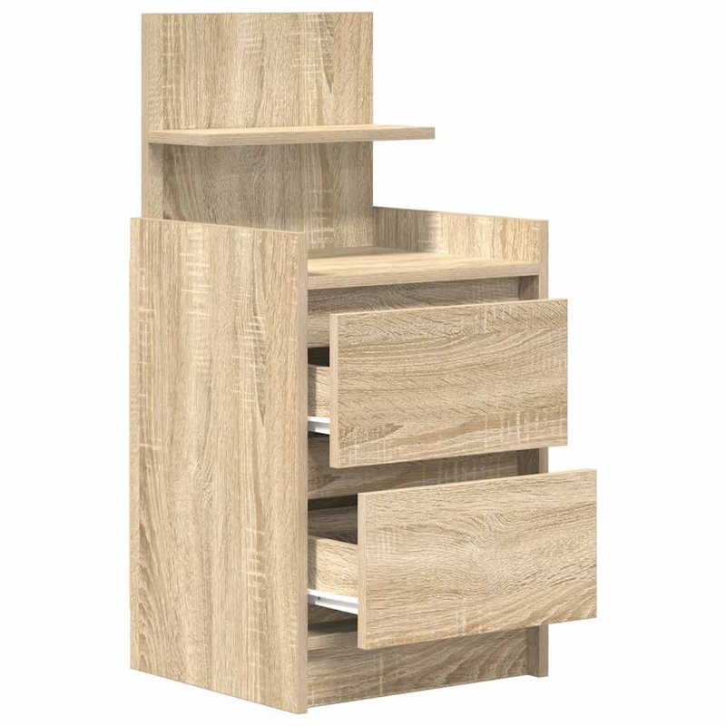 Bedside Cabinets With 2 Drawers 2 Pcs 38X34x80 Cm, 2, Sonoma Oak