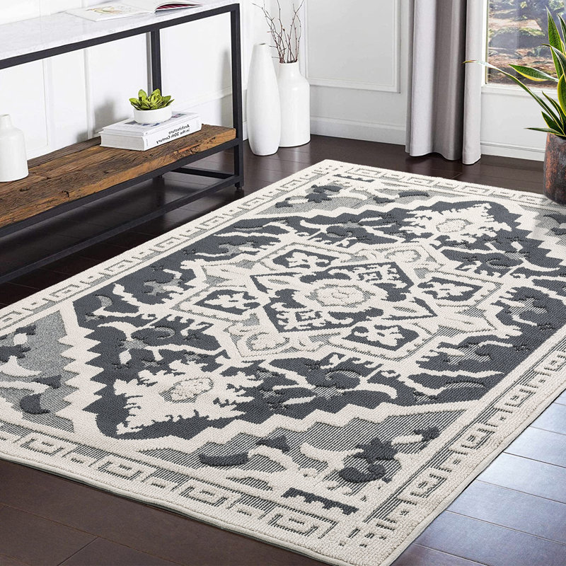 Imitation Weave Texture Carpet Area Rug Vintage Thin Rugs for Living Room Boho Oriental Medallion Rug Hallway Rug Low Pile Non-Slip Non-Shedding Indoor Rug for Bedroom Soft Washable Rug Home Office Dorm Farmhouse
