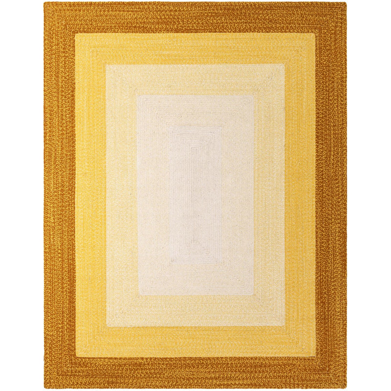  Ombre Hand Braided Wool Rug, Yellow, Rectangle 7'10" x 10'