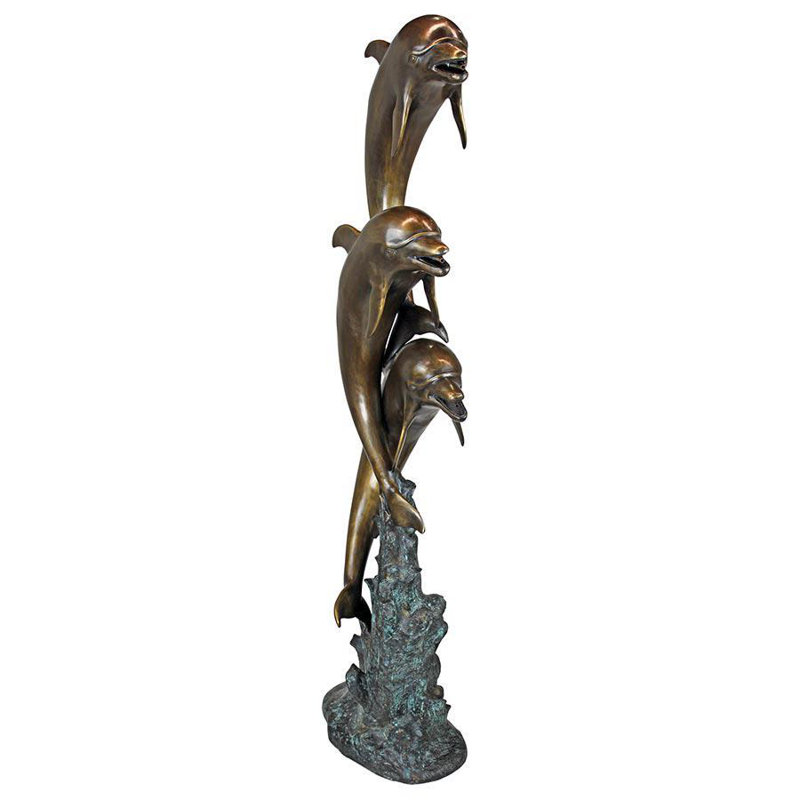 Statue de jardin triple dauphins
