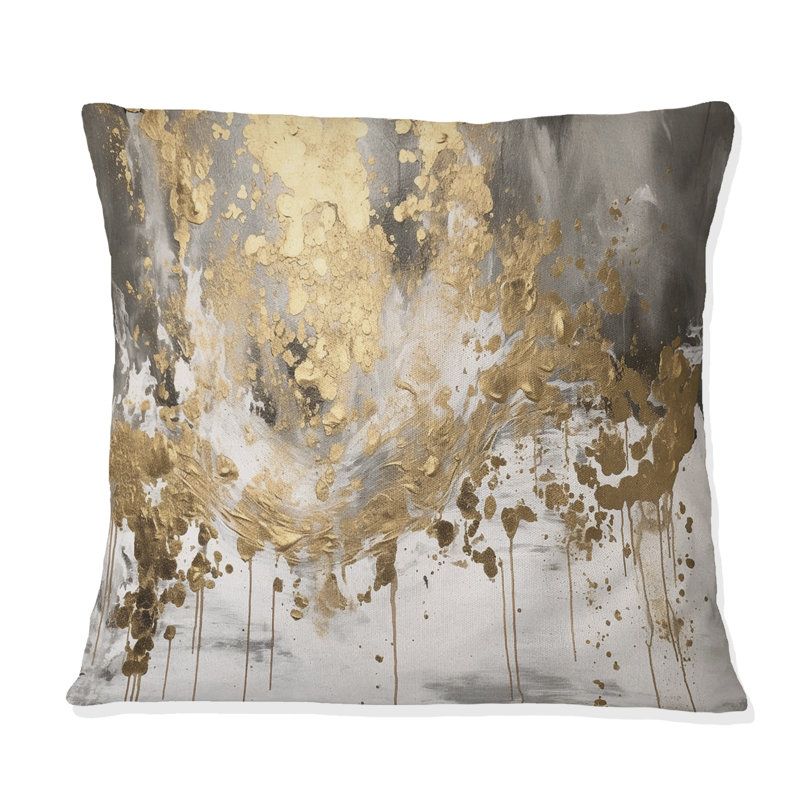 Modern Golden Drip - Coussin imprimé, H 18 po x l 18 po, Carré