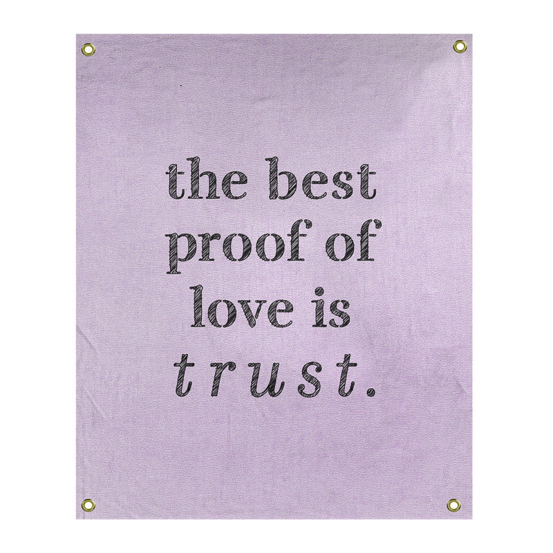 Tapisserie en polyester et citation manuscrite en polyester, Mauve / Noir, H 36 po x l 26 po