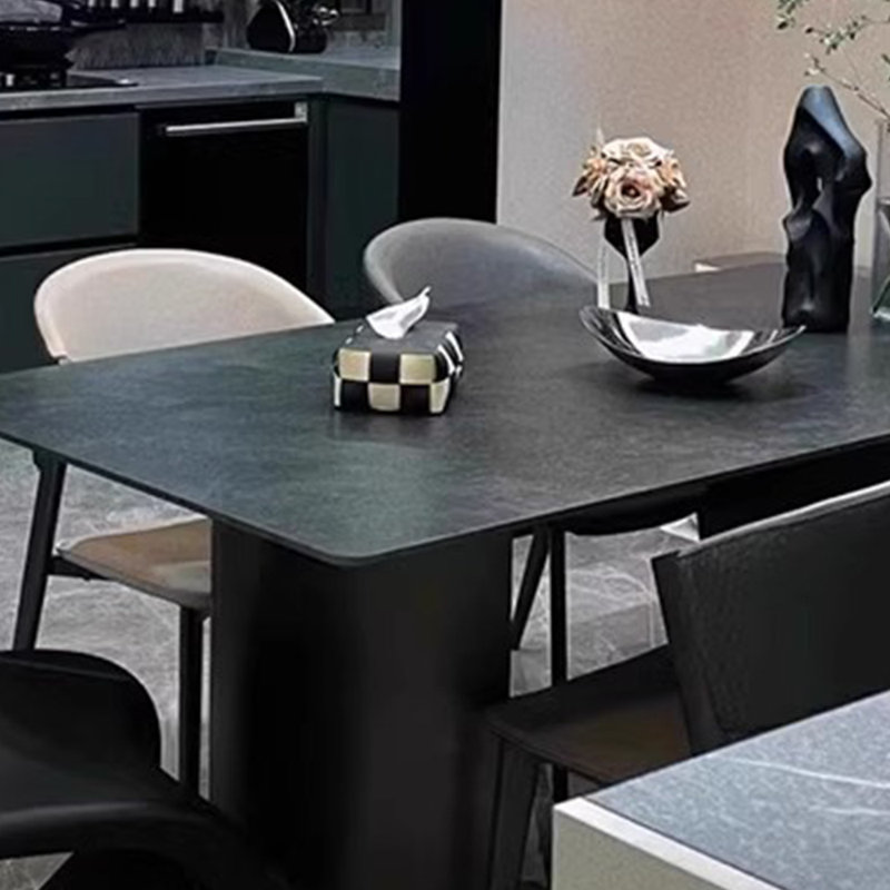 Thick Sintered Stone Dining Table with Stainless S, 29.5"H x 55.1"L x 31.4"W