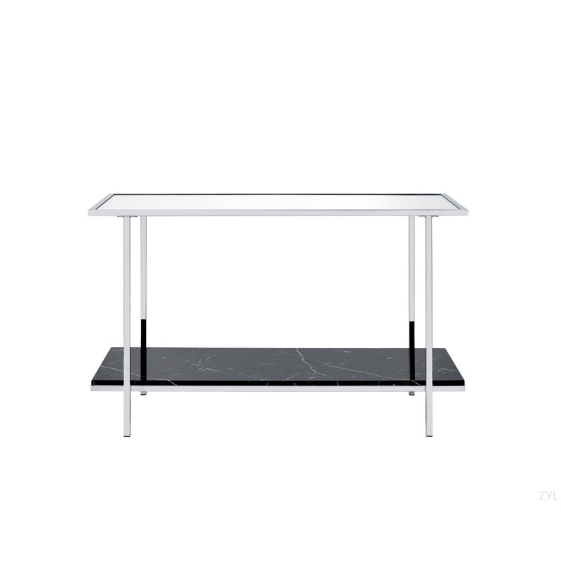 Console miroir en faux marbre et chrome