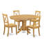 Ensemble de table de salle à manger 5 pièces comprenant une table ovale en bois avec feuille papillon et 4 chaises, chêne-1810048200-1796787919-1854146890