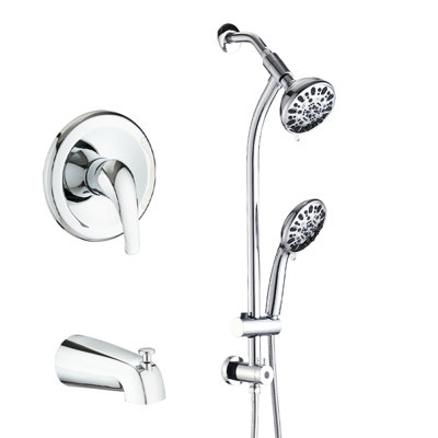 Ensemble de douche à 7 jets avec outil, barre de douche adhésive pour installation de salle de bain avec perceuse, douchette de 12,7 cm avec réglage de la hauteur et de l'angle, complet, support d'installation et support réglable.