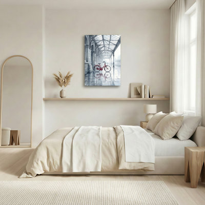 Vélo rouge, art mural sur toile, ensemble de 1