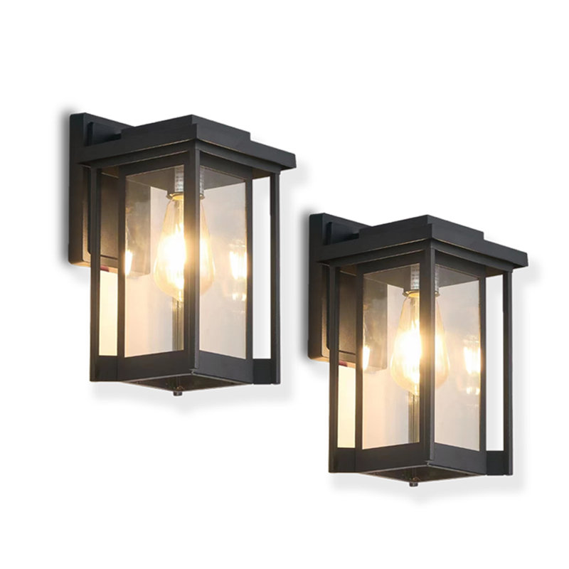 Applique murale d'extérieur en aluminium imperméable 12,2 po Boston, Abat-jour en verre propre