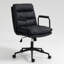 Fauteuil de bureau ergonomique en polyuréthane pivotant à dossier moyen avec roulettes et inclinable