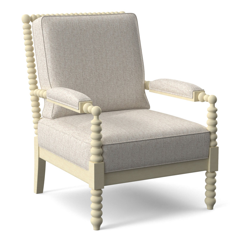 Lind Island 29" Wide Lounge Chair, Sunbrella Beige Pinstripe; 6205-74, Bisque Finish