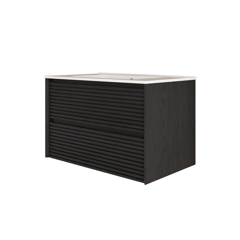 30 po Meuble-lavabo mural élégant et élégant avec 2 tiroirs
