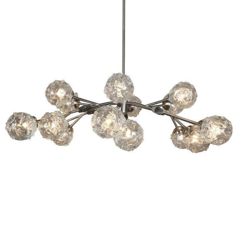 Lustre suspendu Spoutnik à intensité variable 18 lumières Weldy, Nickel satiné, Moka, 26" Diameter x 13" Height