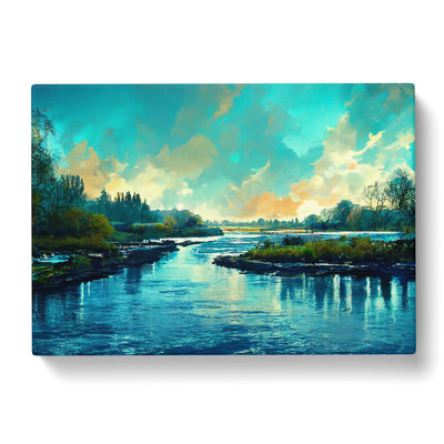 River Modern Art - Wrapped Canvas Print