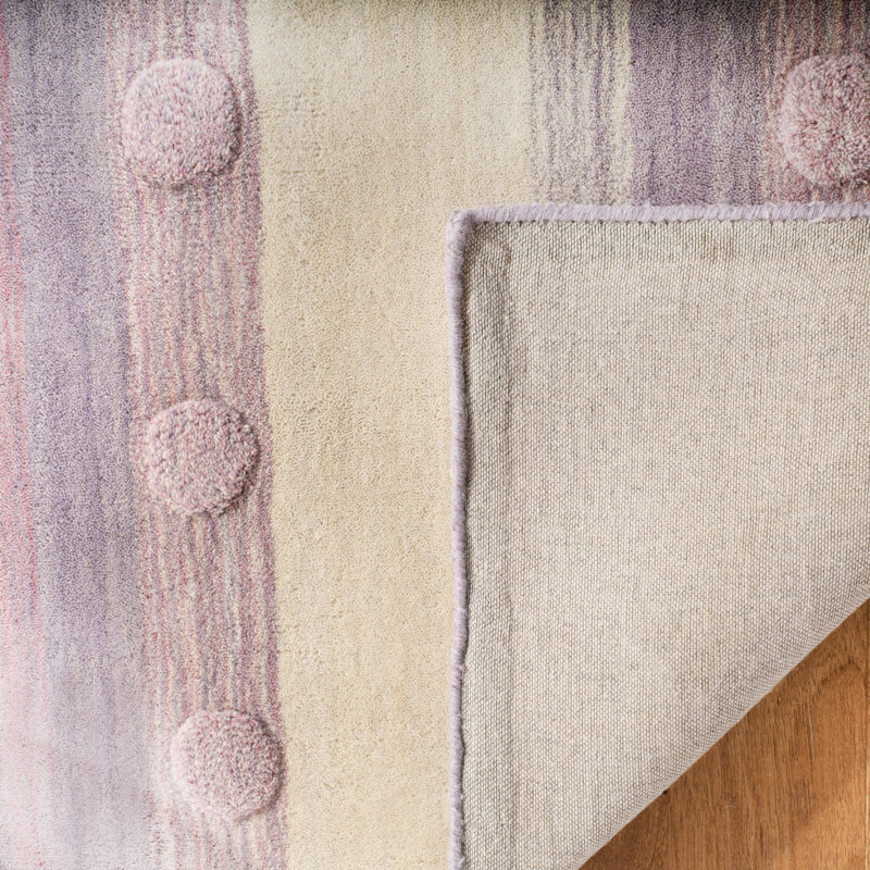 Tapis mauve clair en laine tissé à la main à plat Gosselin, Carré 5 pi