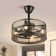 17.7'' Flush Mount Metal cage Ceiling Fans with Lights and Remote Control Modern Enclosed Bladeless Low Profile 4 light Ceiling Fan with 6 Speed for Bedroom Kitchen (Black)