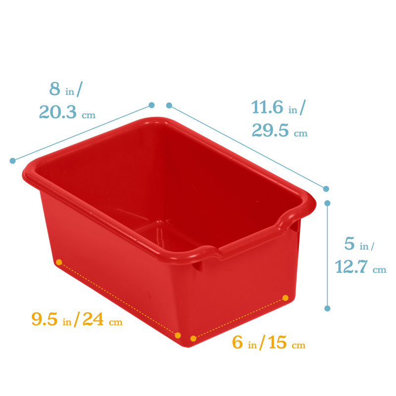 ECR4Kids Scoop Front Plastic Storage Bins, Multipurpose Organization, 5-Piece, Red