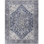 Tapis floral lavé bleu et ivoire 9 pi x 12 pi tissé à la machine