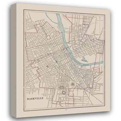 Astoria Grand Cram Gallery Wrapped Canvas Art Titled: Nashville Tennessee, Cram 1892