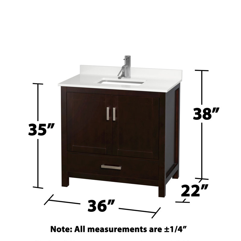 Sheffield 36" Freestanding Single Bathroom Vanity with Quartz Top, Chrome, Brown, White Quartz