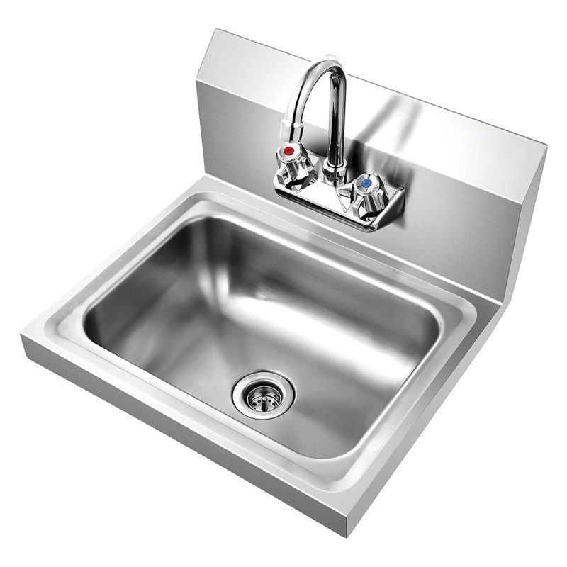 Évier mural 17 po x 15 po en acier inoxydable 304. Certifié NSF. Durable et facile à installer. De qualité commerciale. Idéal pour les restaurants et les cuisines