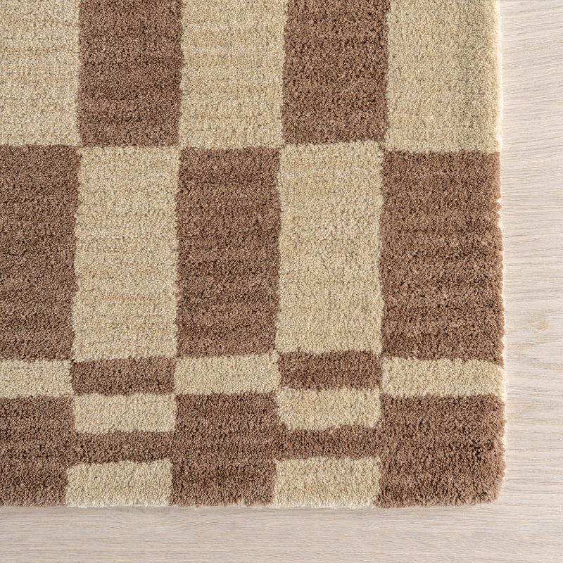 Kia Checkerboard Wool Area Rug, Runner 2'6" x 8'