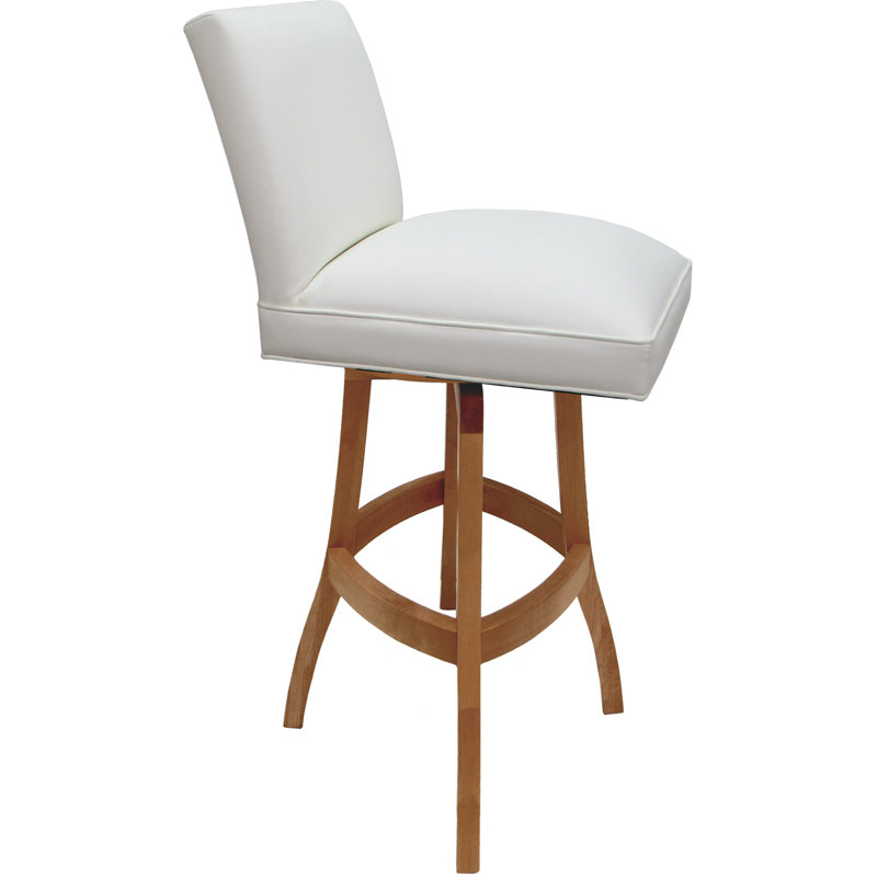 Swivel Wood Extra Tall Bar Stool On S-base, White, Honey, Bar Stool (34" Seat Height)