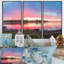 «Beautiful Fall Sunrise over River», photographie sur toile flottante 3 pièces-14591089-14591085