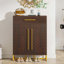 Armoire à chaussures 31,5 "en bois noyer et or avec portes