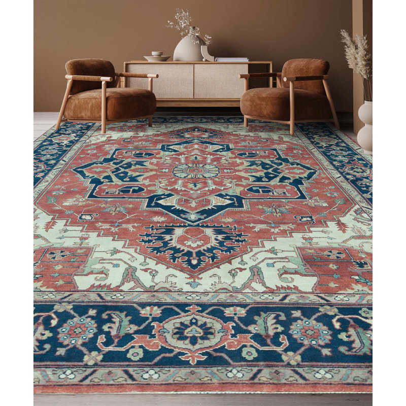 Heriz Wool Oriental Area Rug, Rectangle 10' x 14'1"