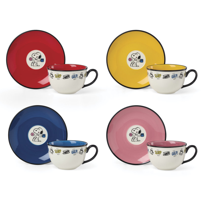 Lenox Chef Snoopy Tea Cup & Saucer, Set of 4
